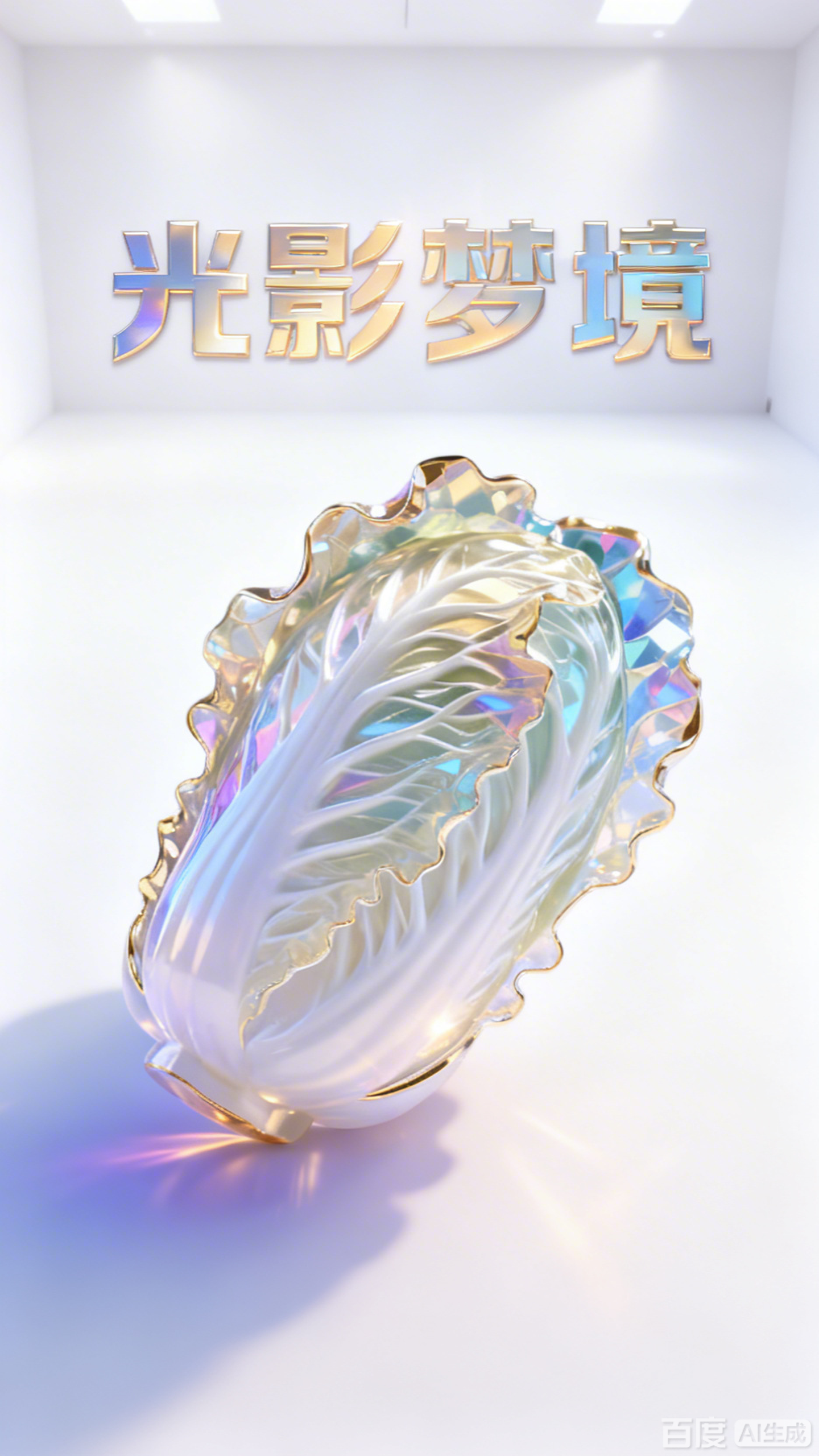 超写实水晶金边白菜艺术品