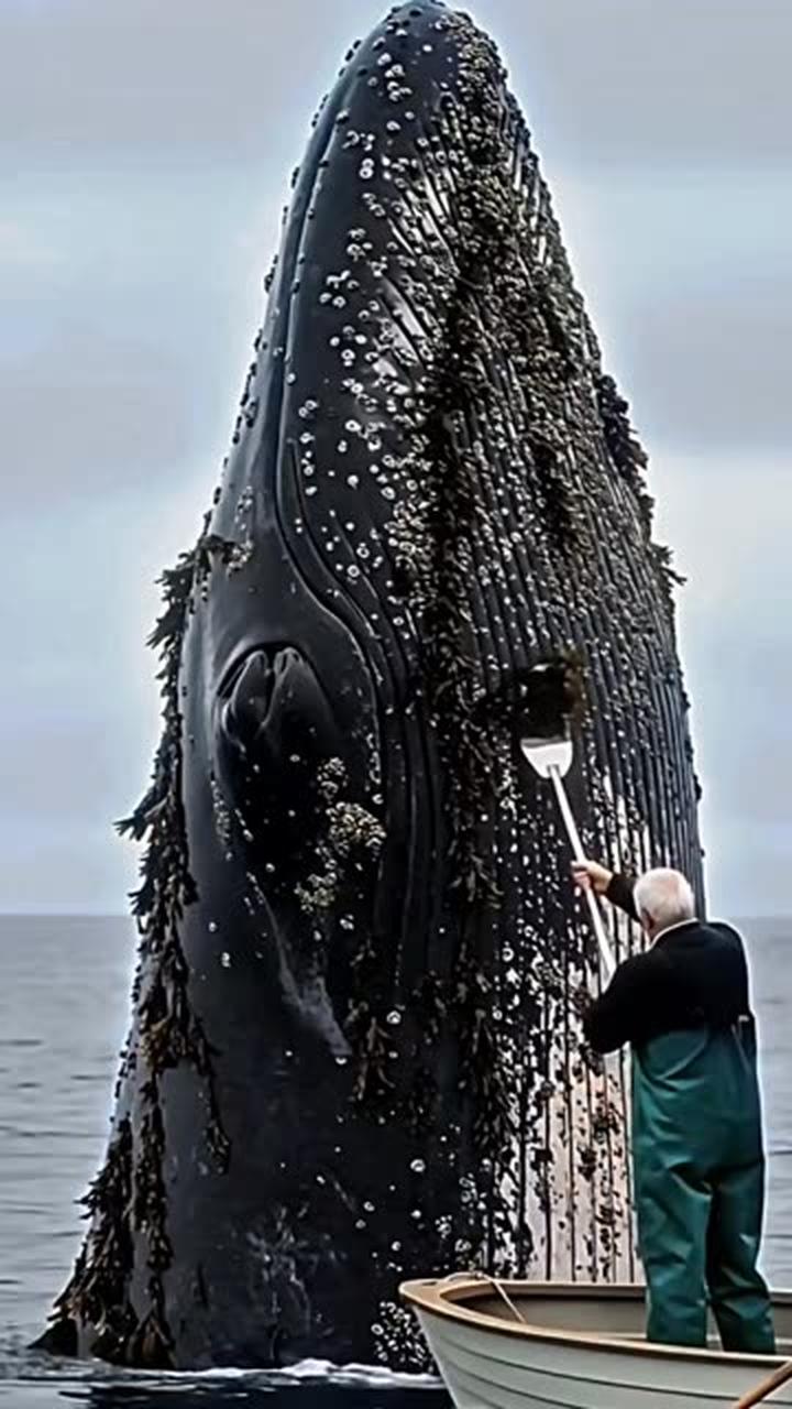 国外大爷帮助一条向他求助的大鲸鱼