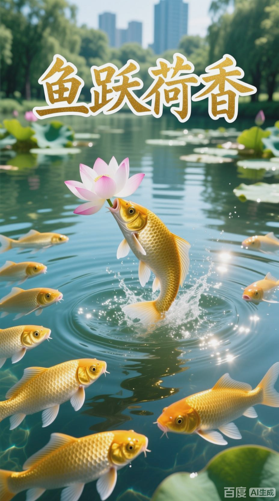 清澈水中鱼儿游