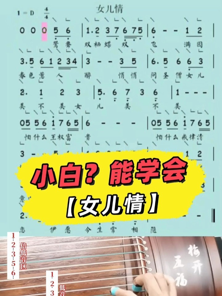 零基础学古筝之弹奏经典歌曲《女儿情》