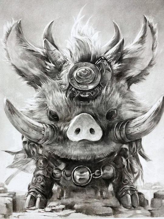 黑骏画室刘老师画山海经神兽当康 画画 美术生 素描 手绘 黑骏画室