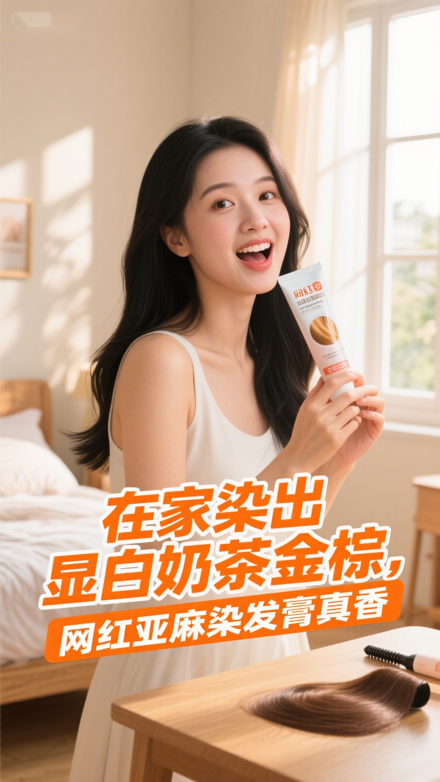 在家染出显白奶茶金棕,网红亚麻染发膏真香