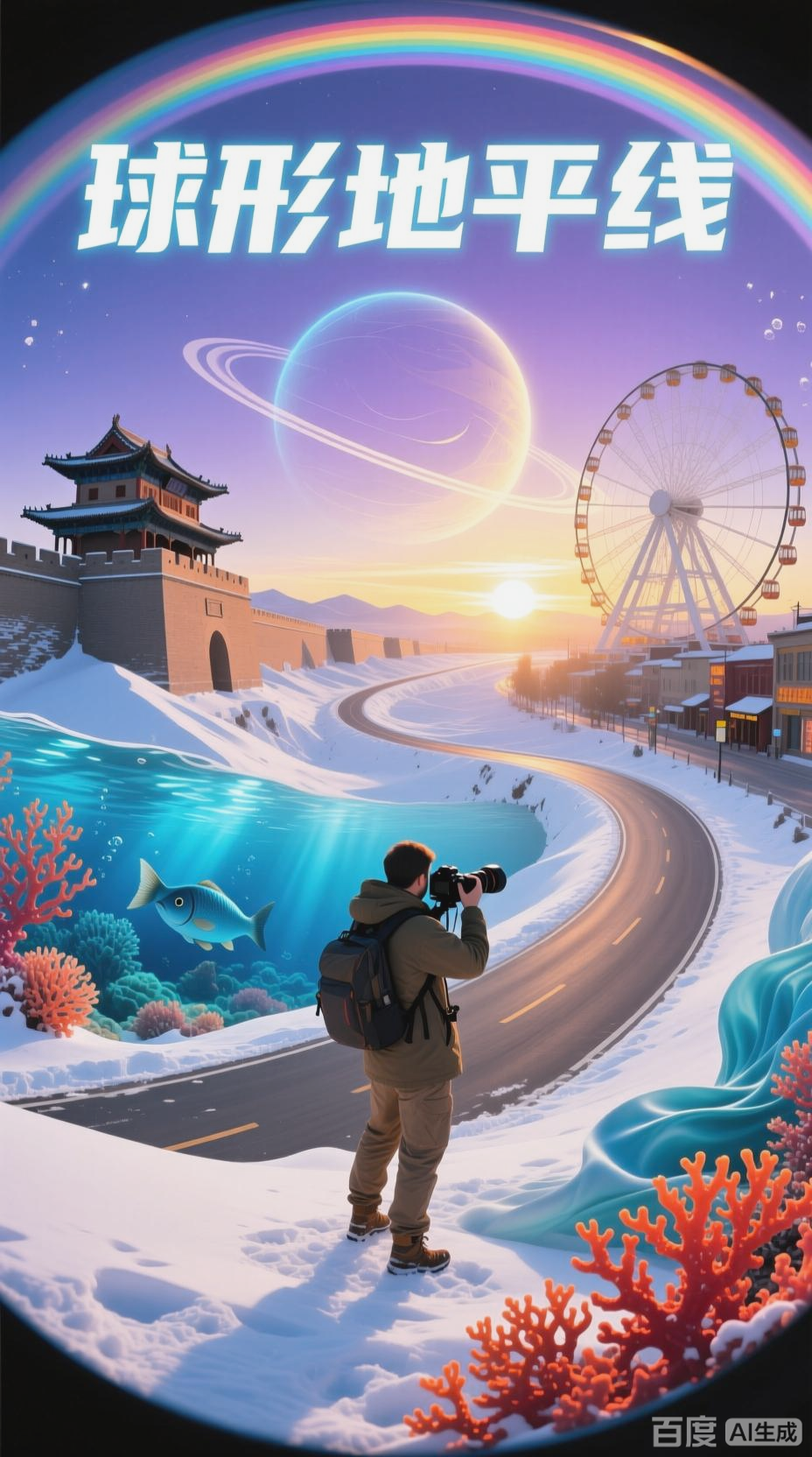鱼眼镜头的球形地平线奇观