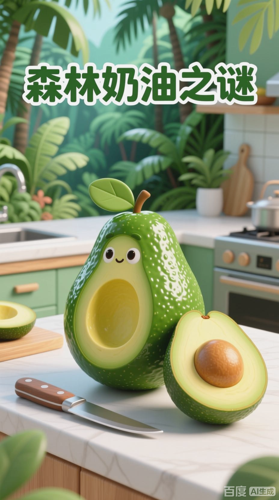 牛油果:青绿果皮,细腻果肉