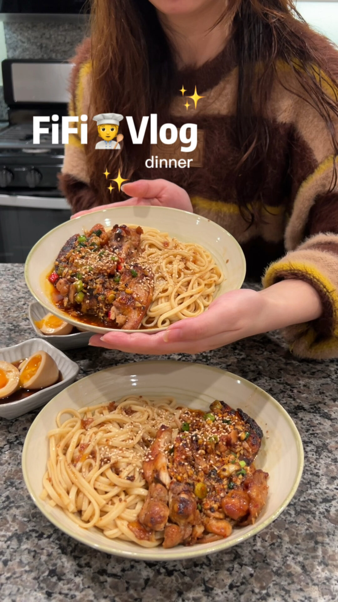 Vlog晚餐|椒麻鸡配拌面真的绝绝子