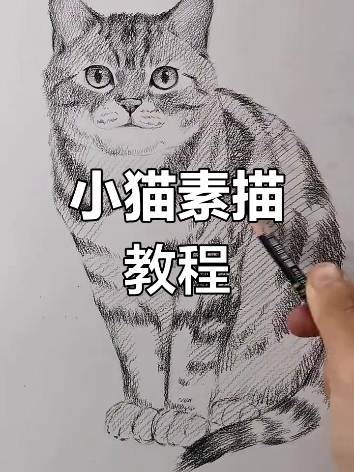 素描小猫咪全步骤教学,轻松掌握细节与纹理