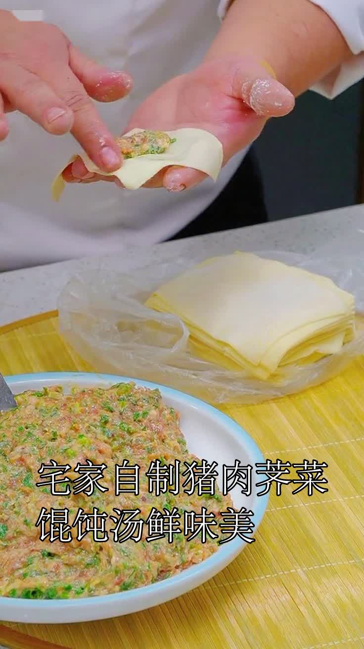 宅家自制猪肉荠菜馄饨汤鲜味美