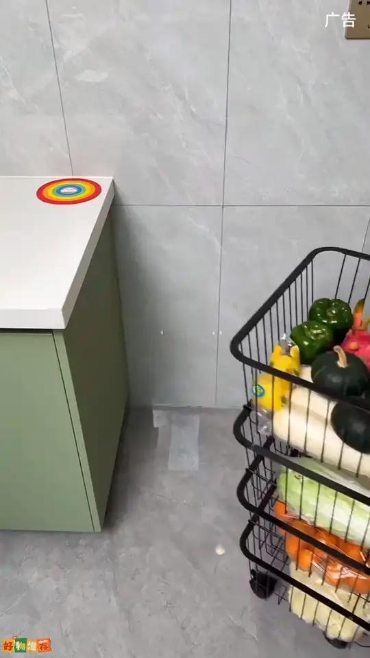 厨房蔬菜蓝架子置物架家用蔬菜水果放菜多层果蔬篮移动小推车#蔬菜收纳篮 #收纳整理 #结实耐