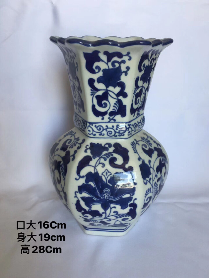 厂家直销外贸青花陶瓷花器花盆花瓶现货供应