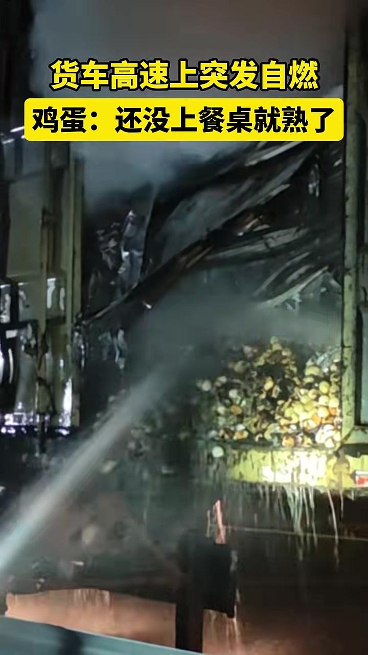 货车高速上突发自燃鸡蛋:还没上餐桌就熟了