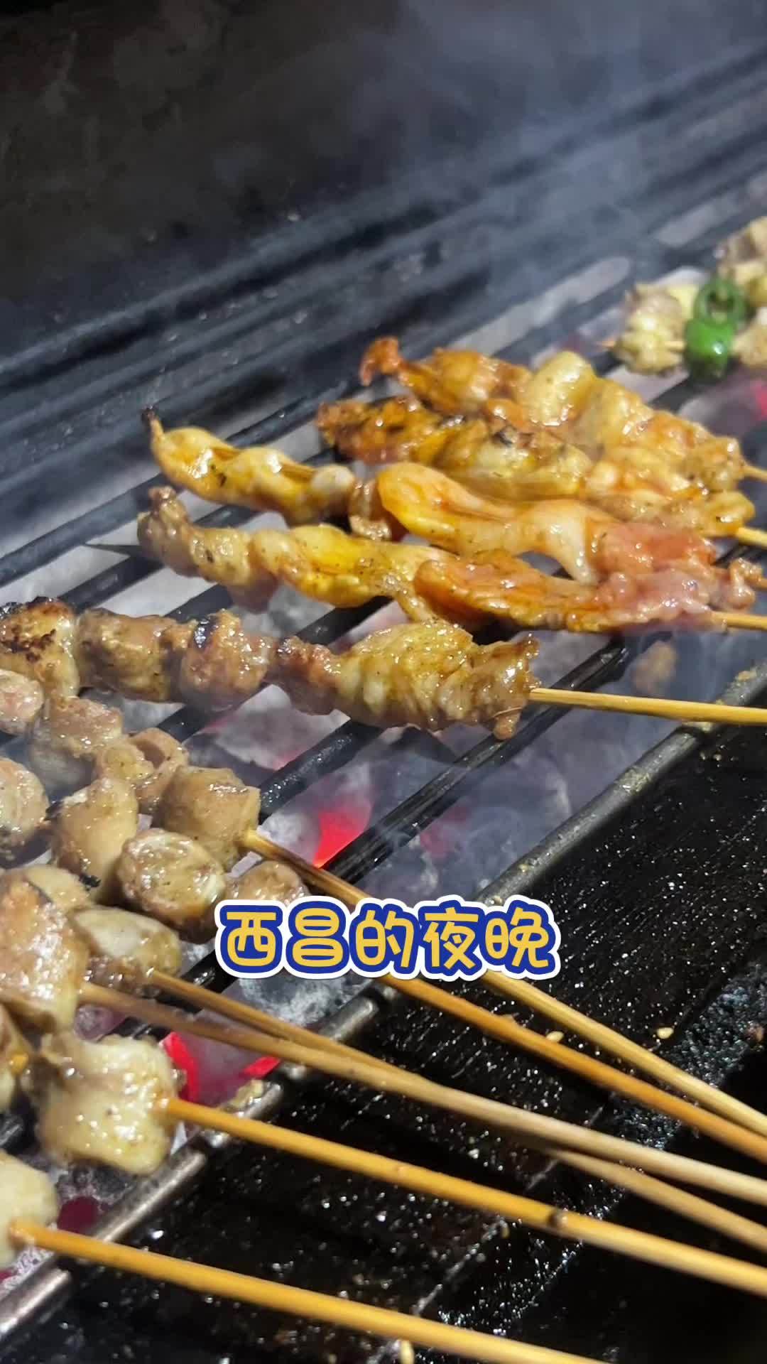 西昌的夜晚格外的迷人,鱼片!鱼排!鱼肚!鱼泡!牛筋!哇撒,太好吃了!过年怎么能少得了烧烤 