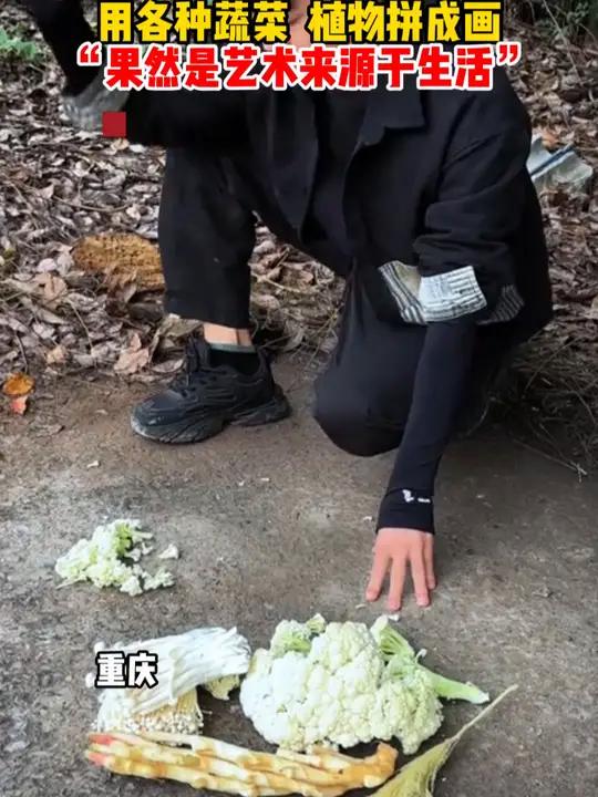 创意十足!小伙脑洞大开用各种蔬菜、植物拼成图画。“果然是艺术来源于生活!” 重庆