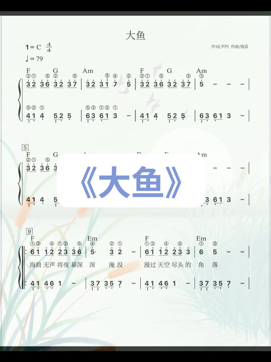 《大鱼》完整曲谱