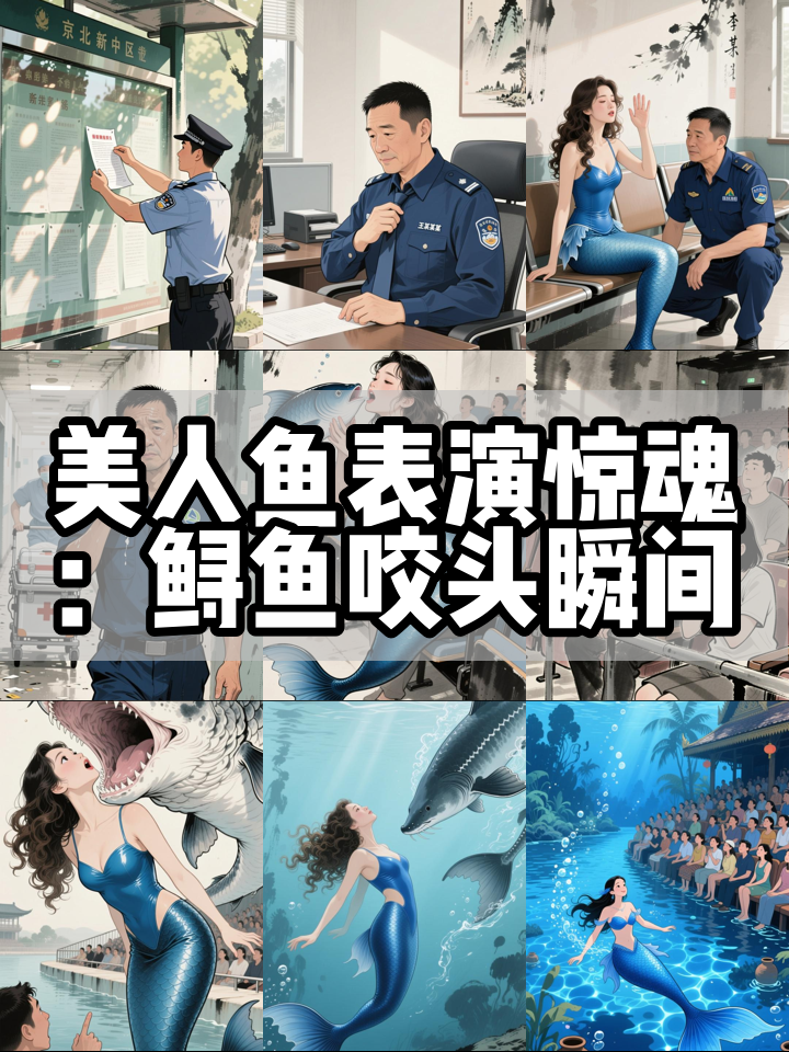 惊险一幕,云南一美人鱼表演时遭鲟鱼咬头
