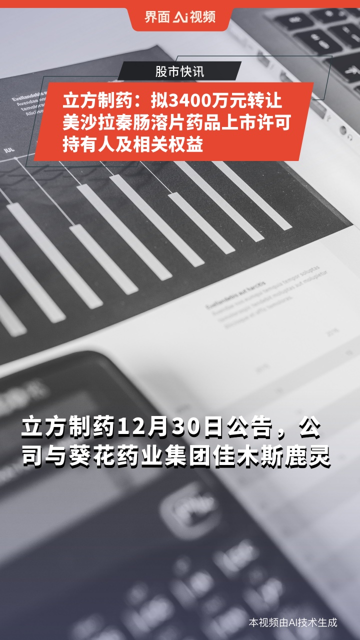 立方制药:拟3400万元转让美沙拉秦肠溶片药品上市许可持有人及相关权益