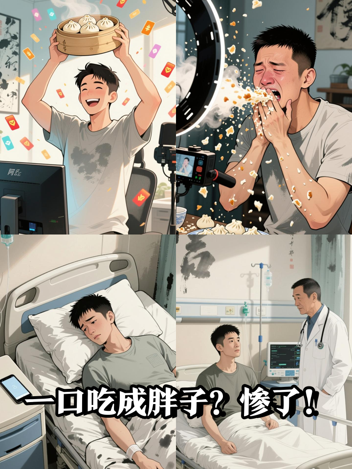 暴食主播狂吞50个包子，下一秒镜头全拍到了