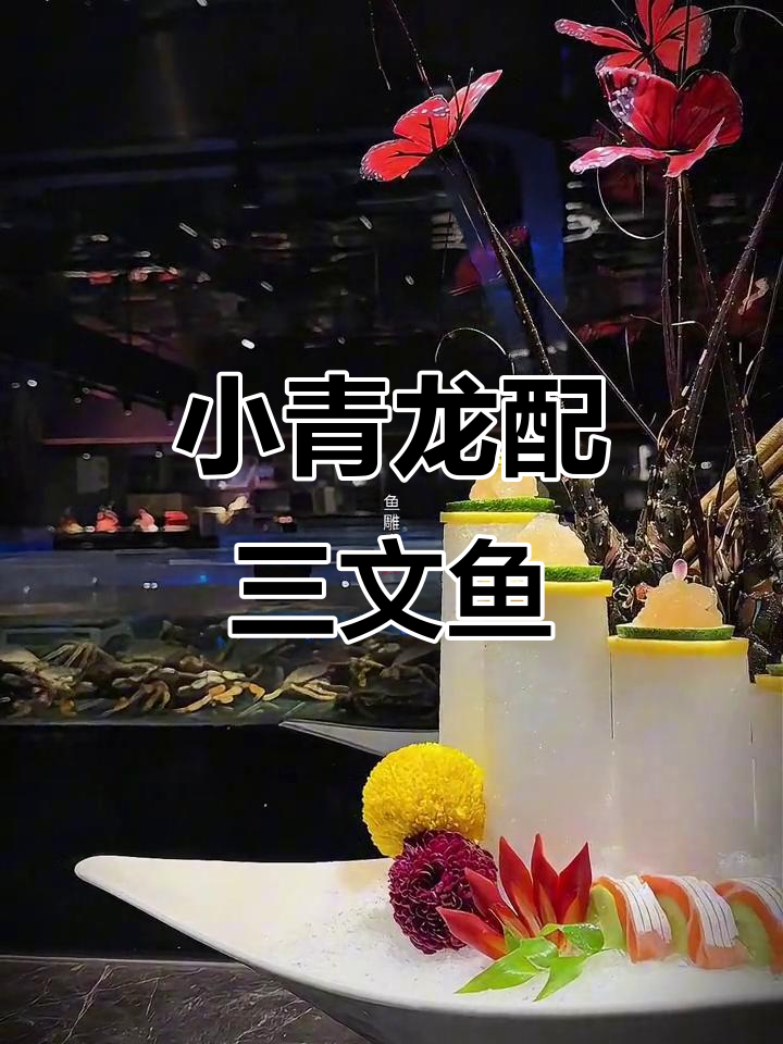 小青龙与三文鱼的完美搭配,海鲜拼盘的艺术之美