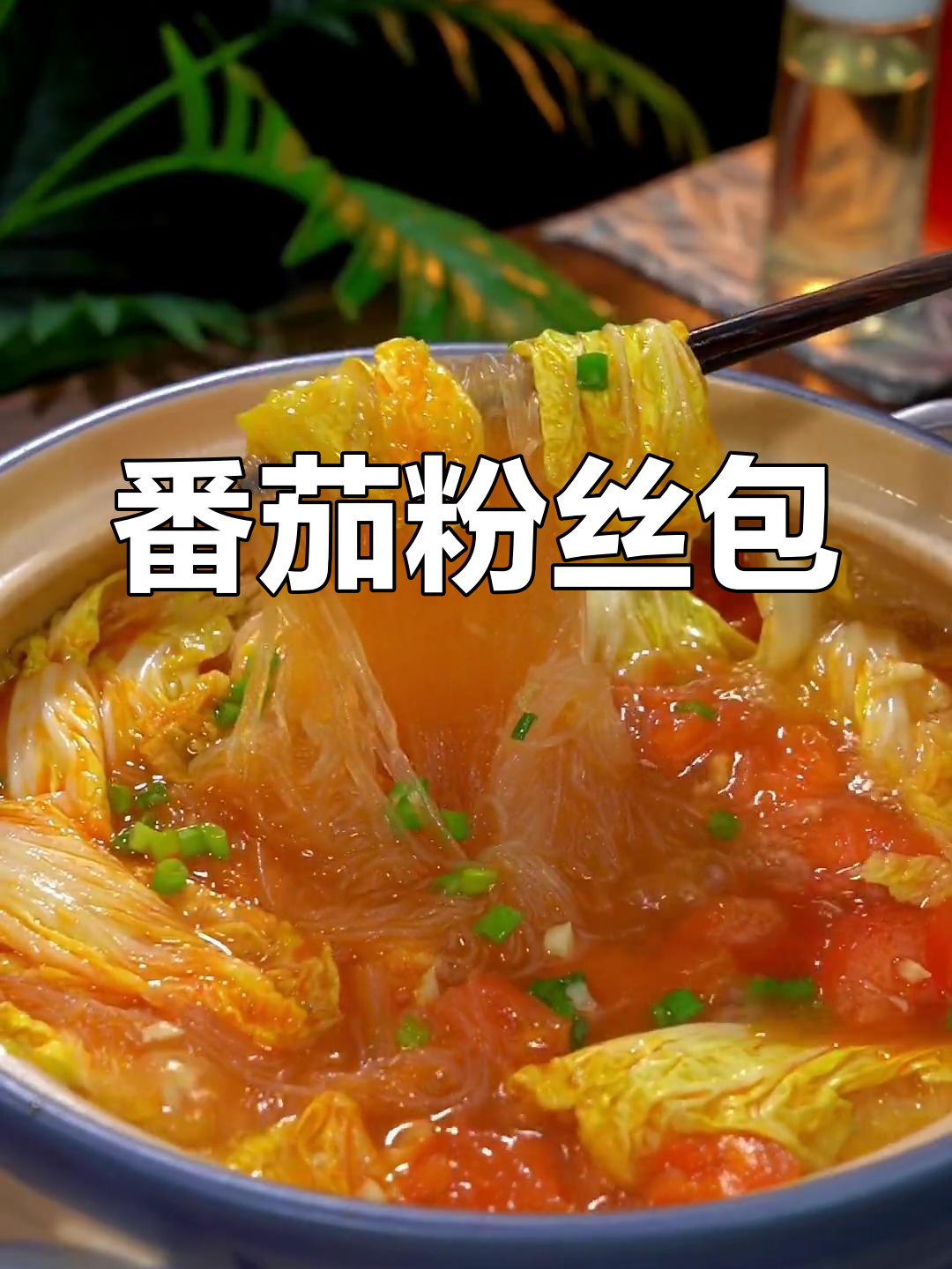 番茄娃娃菜粉丝煲,酸爽开胃