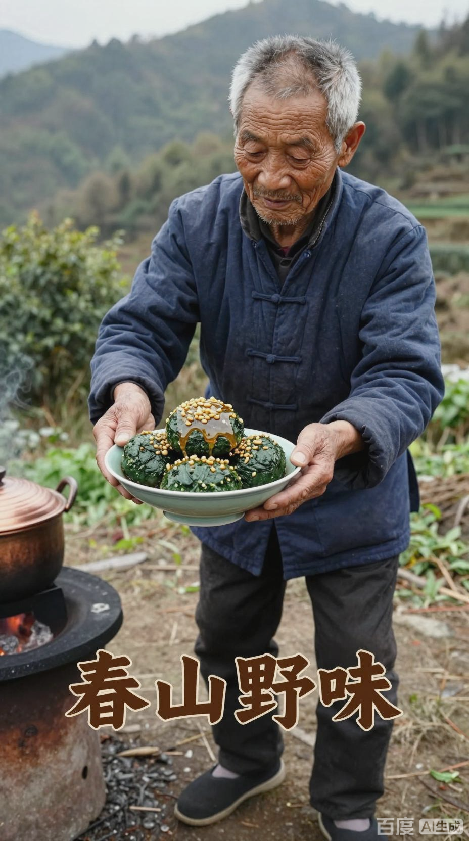 深山古法野菜糍粑,春山之味