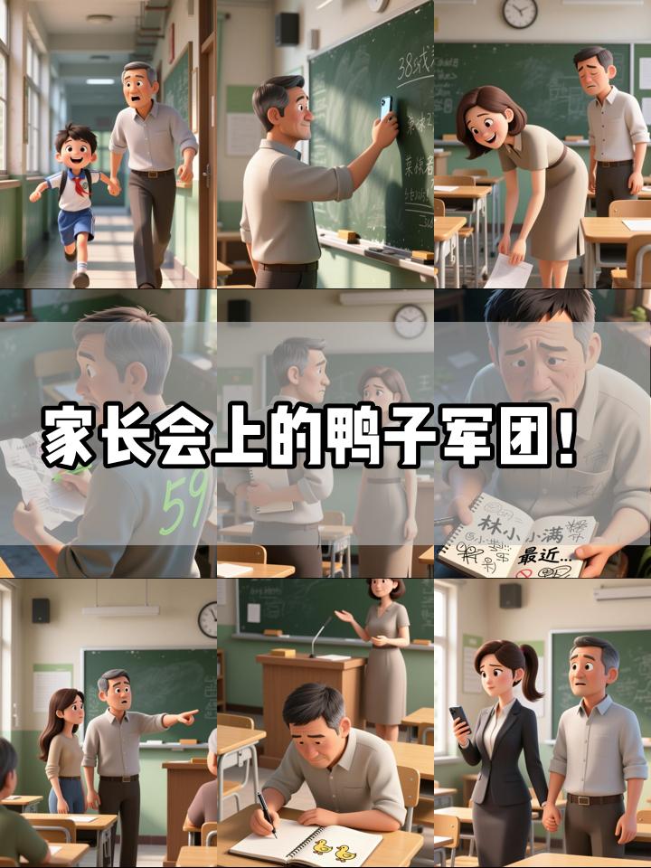 爸爸在家长会画满小鸭子，老师一句话让他慌了