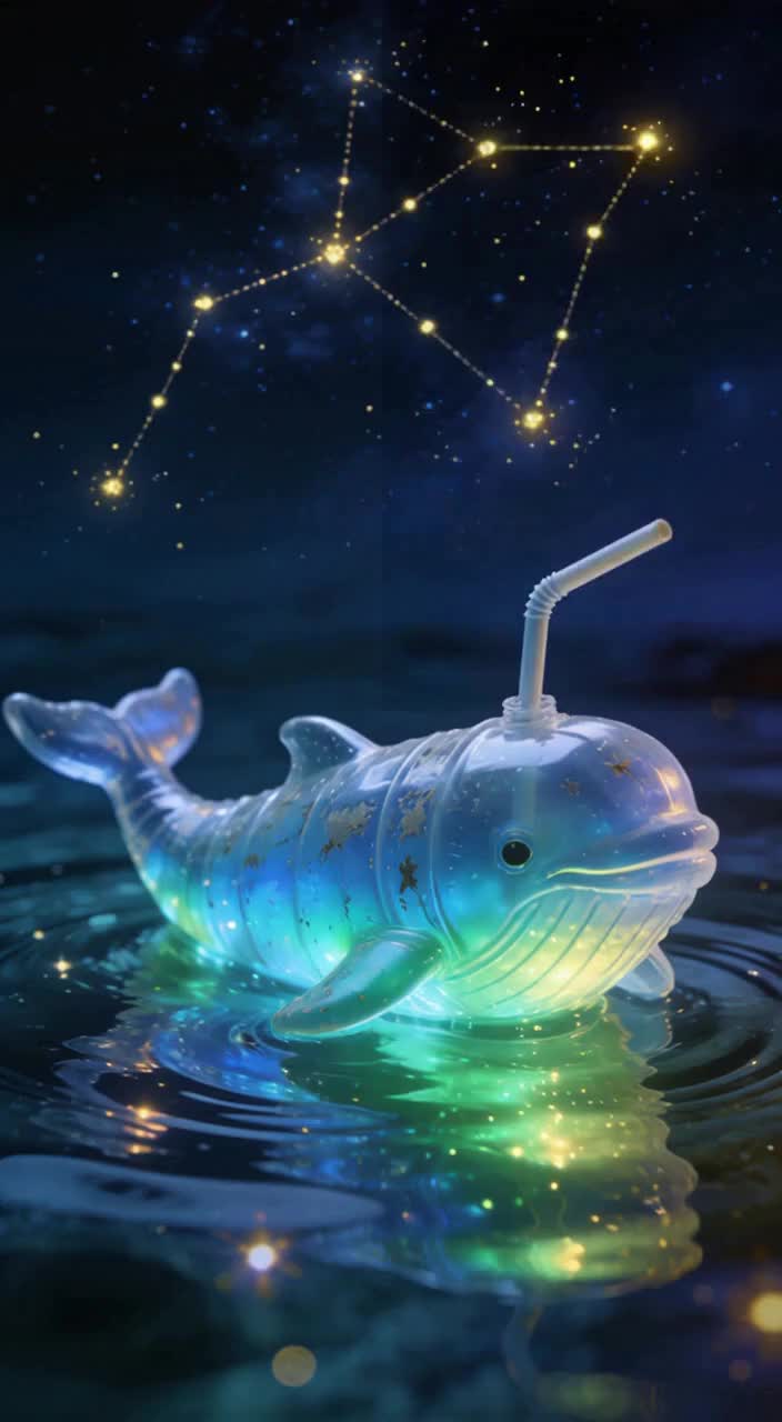 塑料鲸鱼竟用吸管喷出整片星空？