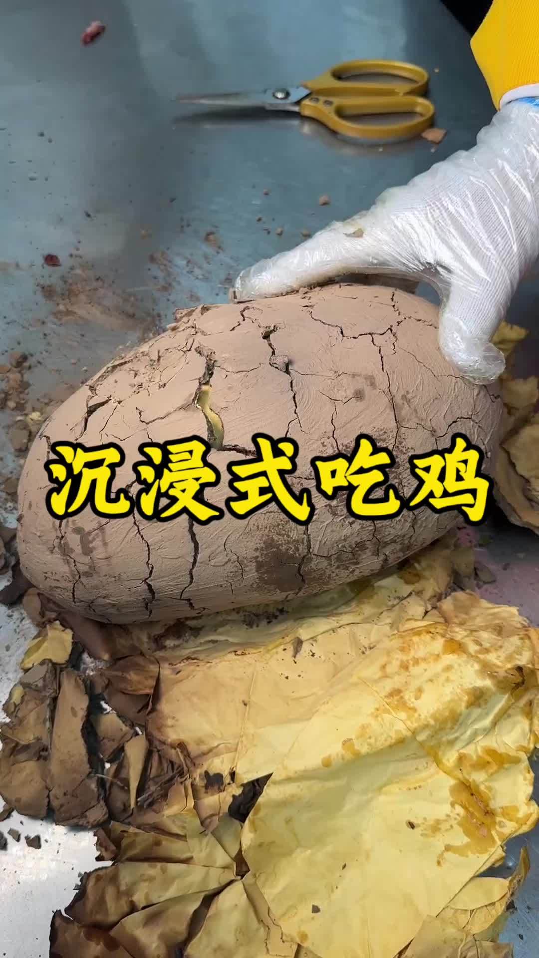 沉浸式体验敲鸡,超级解压。我在河南漯河做叫花鸡。叫花鸡 乾隆宴