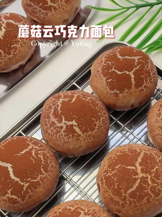双重可可暴击蘑菇云巧克力面包一口爆浆