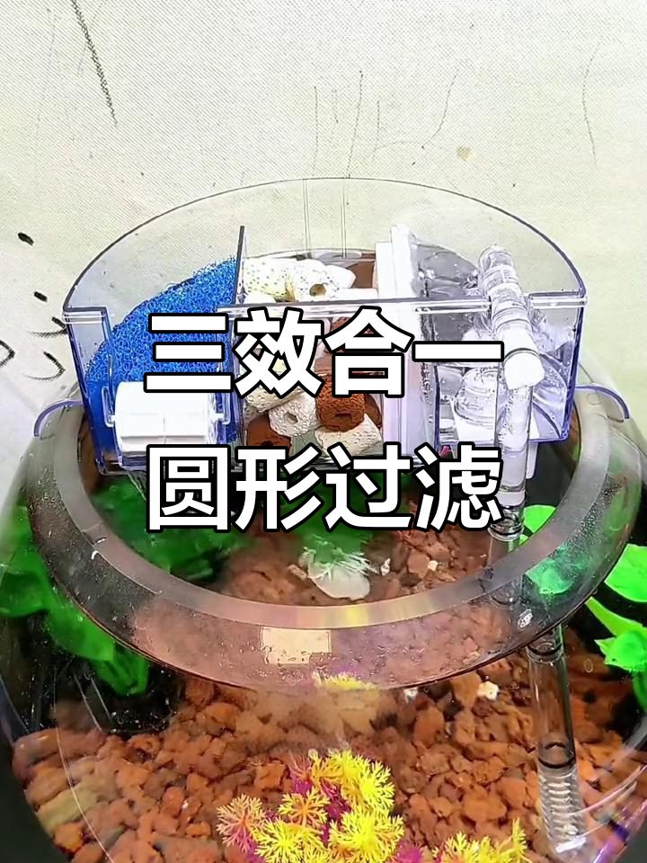 圆形鱼缸专用过滤器，三效合一设计轻松安装