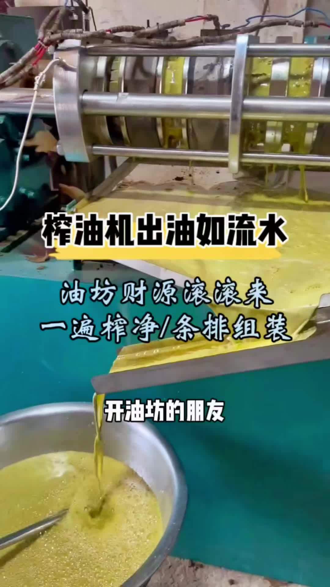 机器出油如流水,油坊财源滚滚来 油坊设备 菜籽榨油机 螺旋榨油机