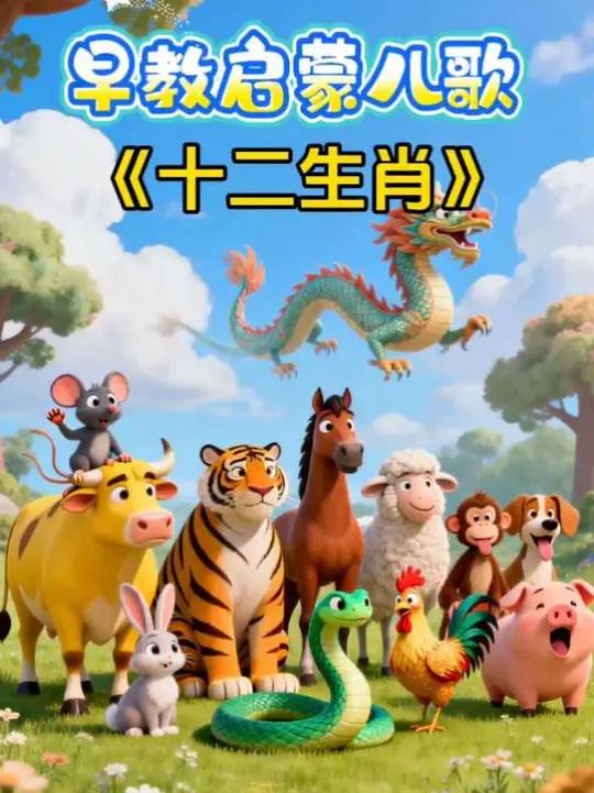 十二生肖儿歌来啦!鼠牛虎兔龙蛇马,羊猴鸡狗猪,宝宝跟着唱,轻松记生肖～宝宝越听越聪明!#早