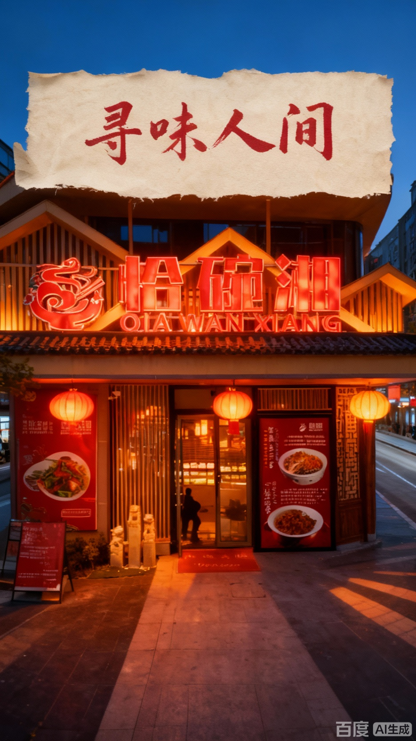 恰碗湘餐厅门头展示