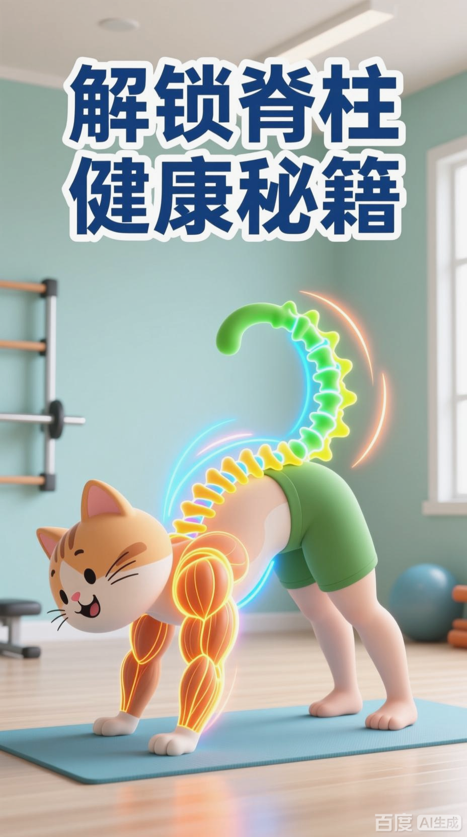 卡通人物脊柱与肌肉动态展示