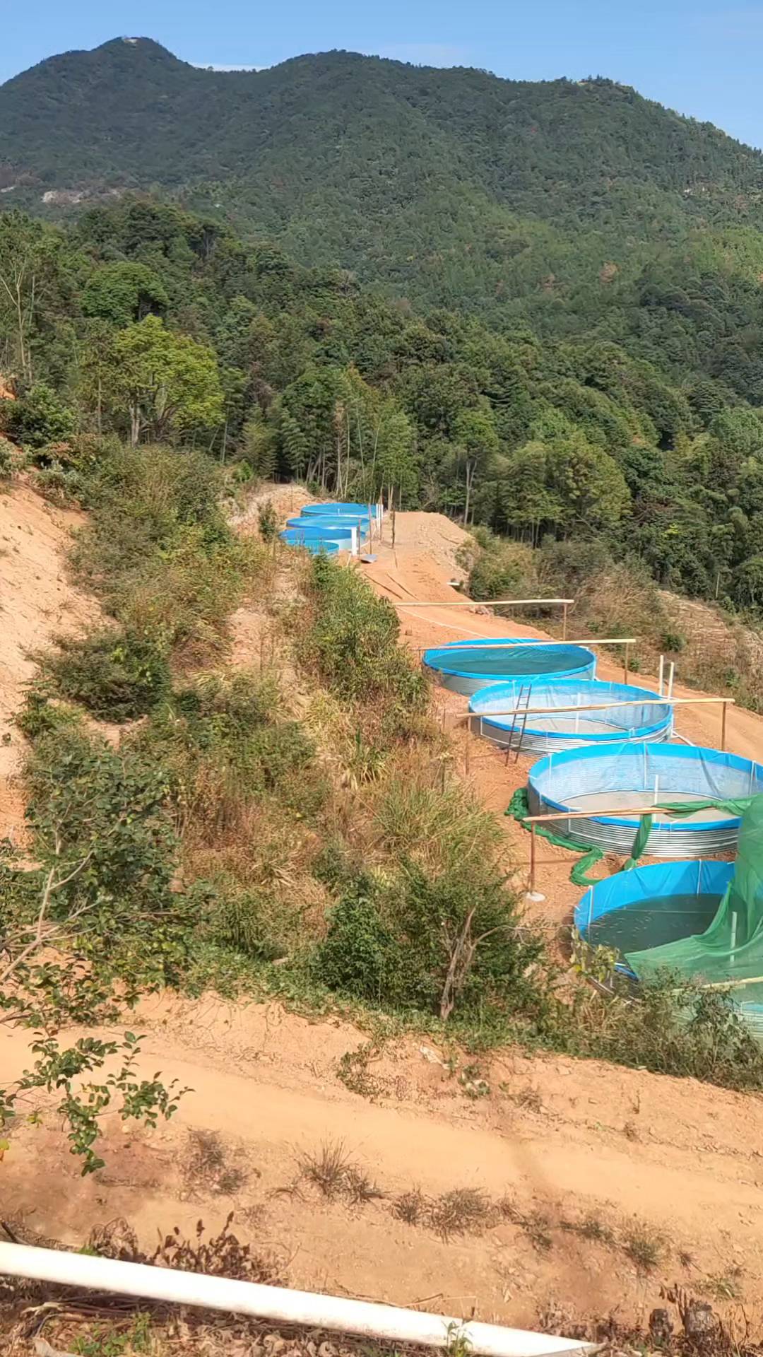大山里的帆布养鱼池