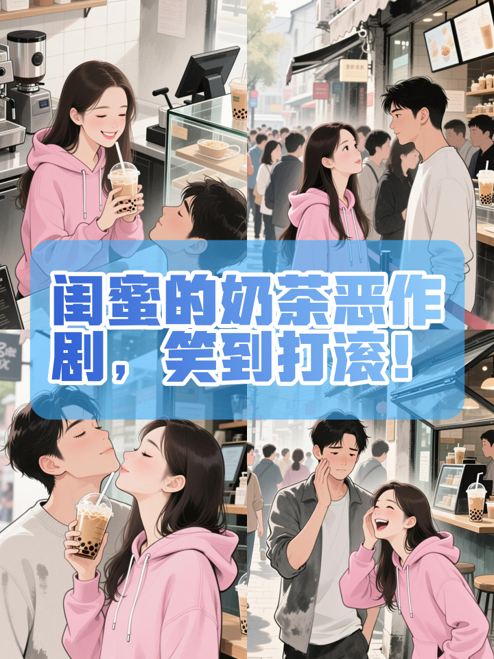 和闺蜜打卡奶茶店，竟被她的恶作剧笑到崩溃！