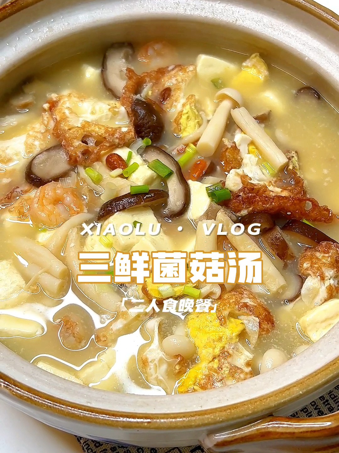 今日菜单:煲汤广东家常靓汤三鲜菌菇豆腐汤