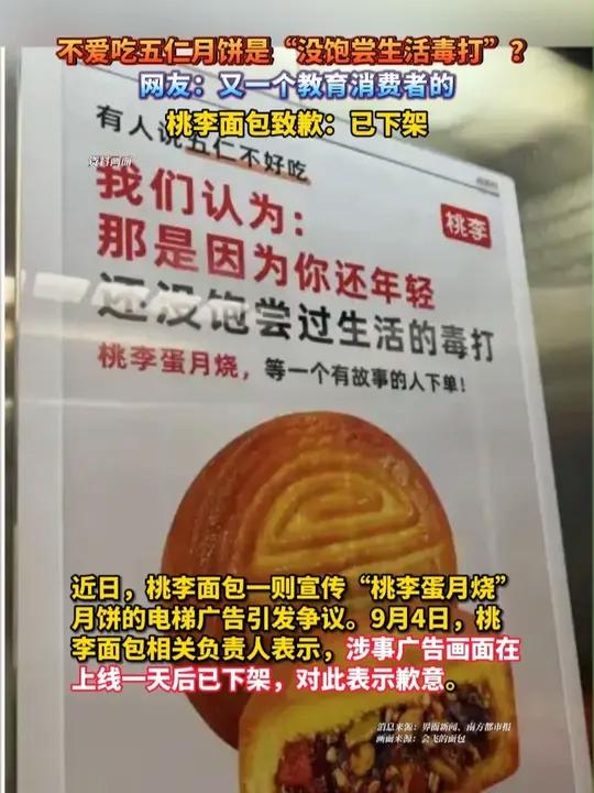 不爱吃五仁月饼是“没饱尝生活毒打”?网友:又一个教育消费者的,桃李面包致歉:已下架