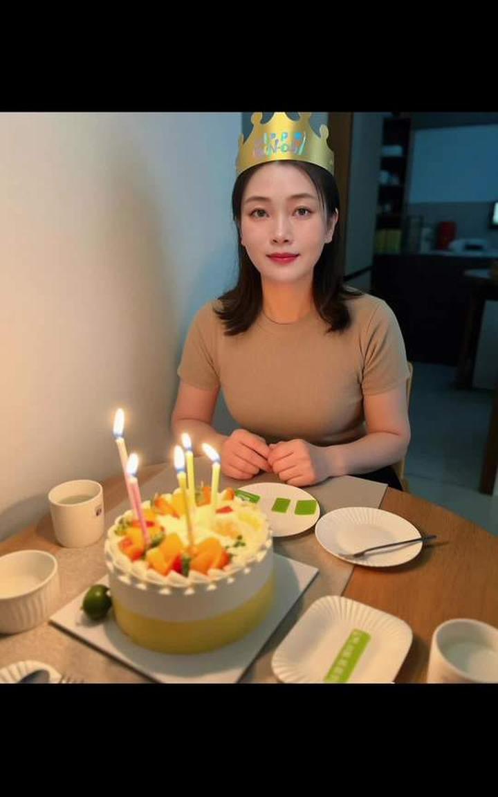 生日的烛光下，奶油蛋糕藏着温柔的小美好