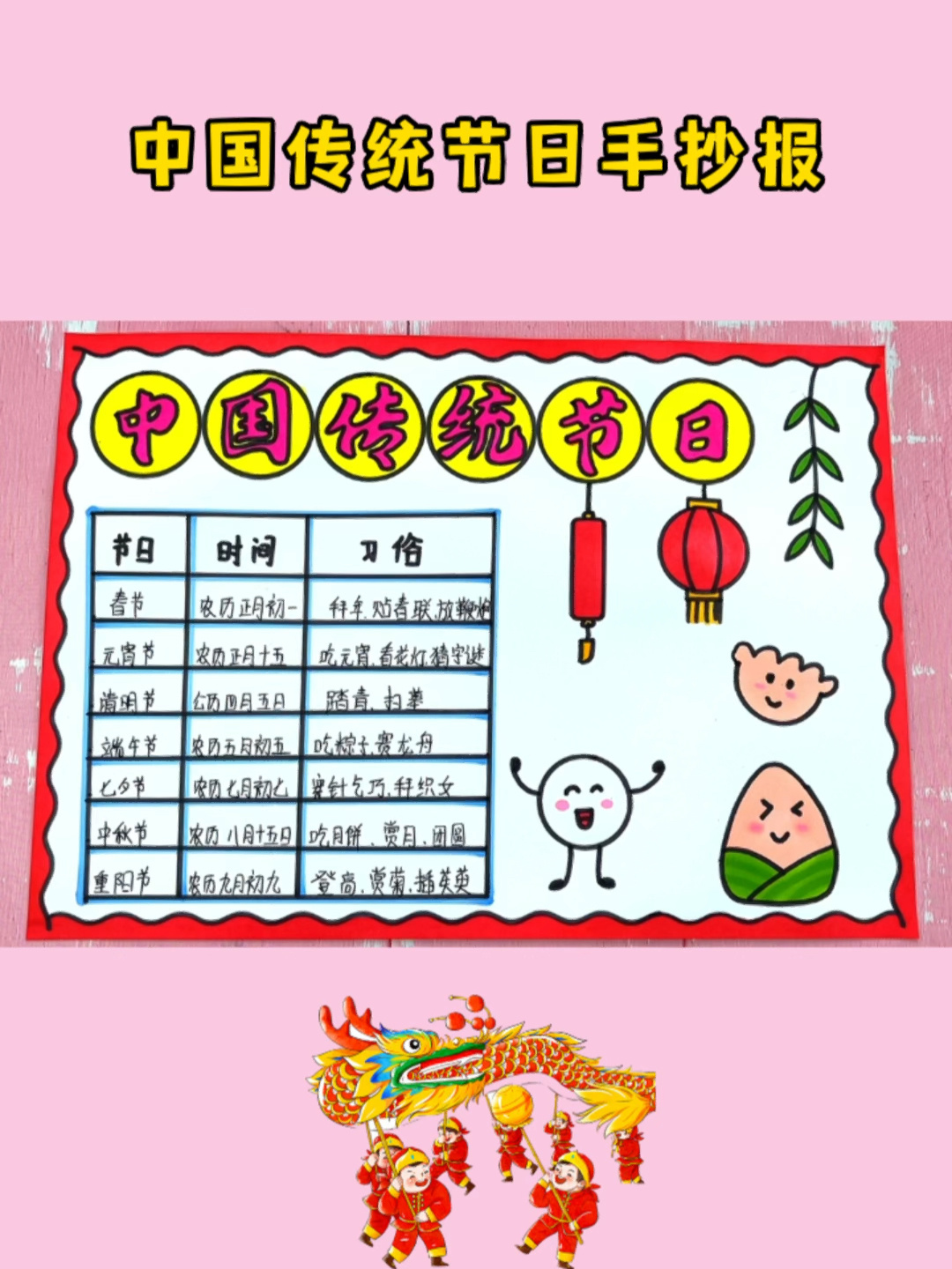 超简单漂亮好看的中国传统节日手抄报