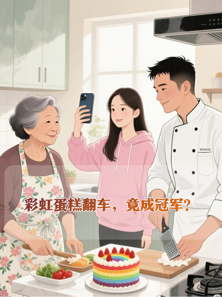 烹饪挑战赛:她的彩虹蛋糕翻车却逆袭夺冠!