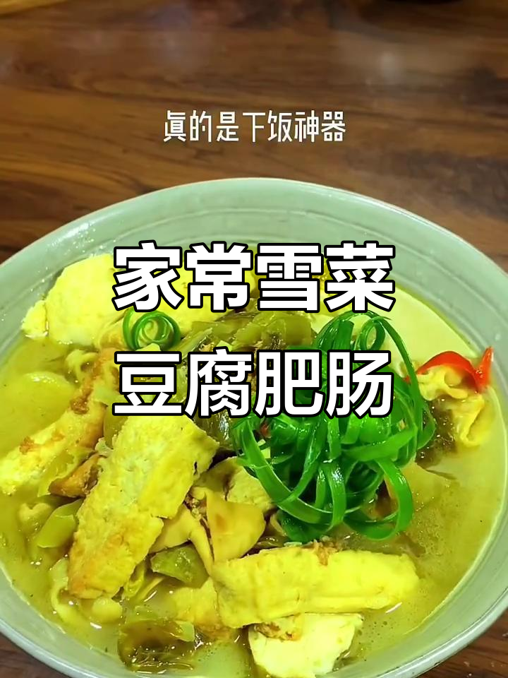 雪菜豆腐烧肥肠,家常下饭新做法