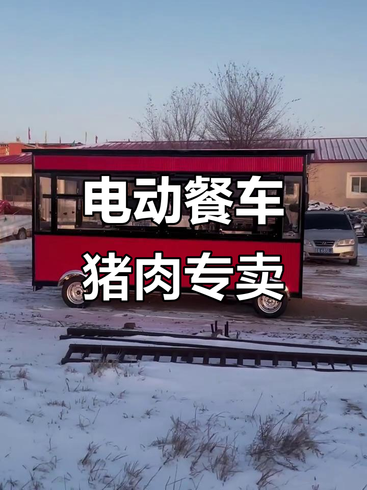 二手电动餐车,猪肉专卖设计,超亮LED灯与不锈钢平台