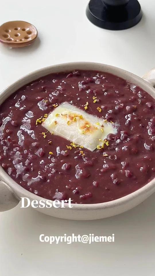 秋日必备甜品!软糯香甜的桂花红豆年糕汤