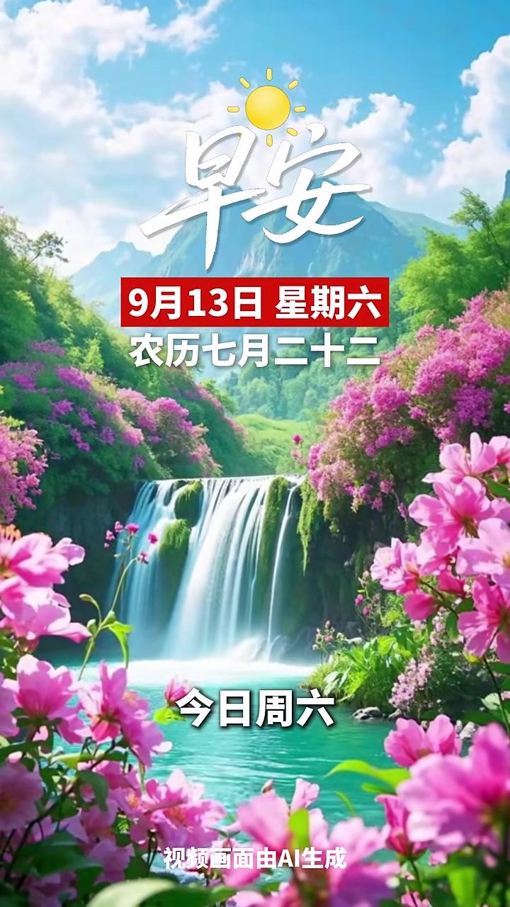 今天是9月13日,星期六,早上好,无论是河边散步,还是林间漫步,愿你在初秋的风景里,收获满