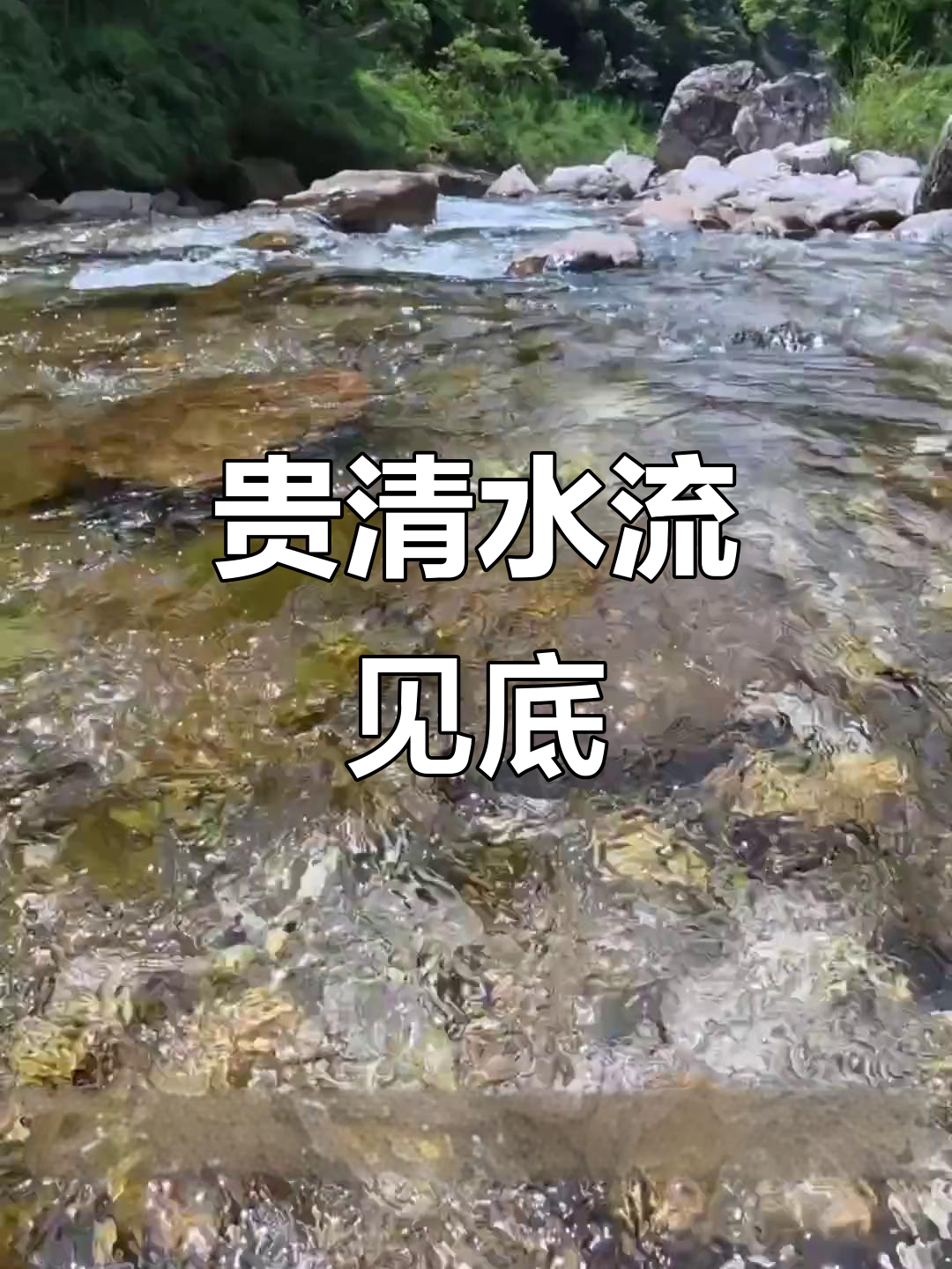 贵州清澈小溪,鹅卵石与小鱼共舞