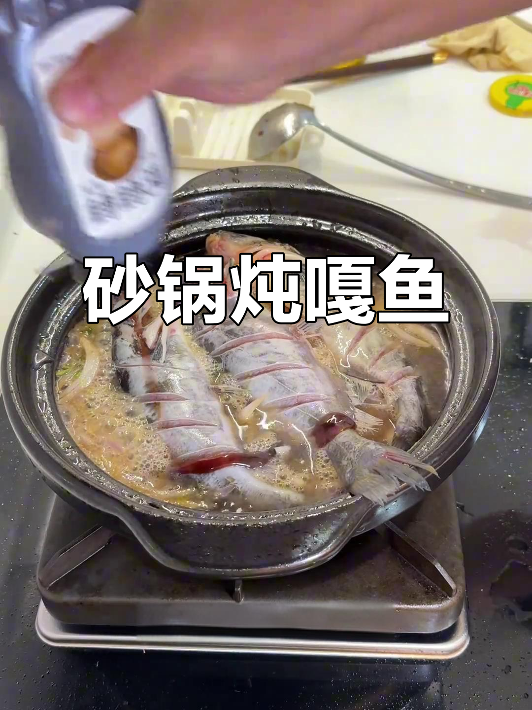 石锅炖嘎鱼，配粉条和鹌鹑蛋，鲜香十足！