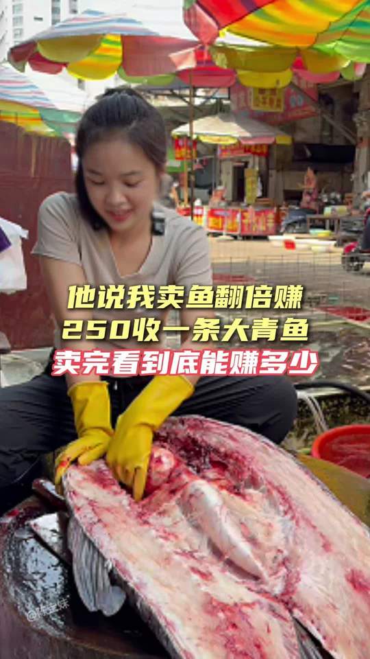 菜市场收大青鱼，处理后卖鱼，看看能赚多少
