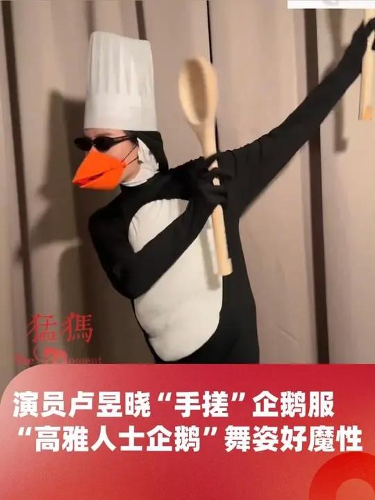 演员卢昱晓亲手制作企鹅服装“高雅人士企鹅”舞姿好魔性,粉丝:多少钱能让卢昱晓删视频