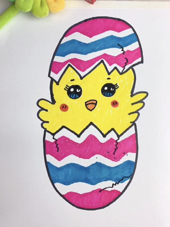 儿童简笔画可爱的小鸡孵出来