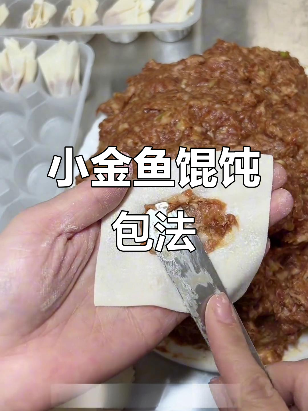 1秒学会小金鱼馄饨包法,简单又好玩