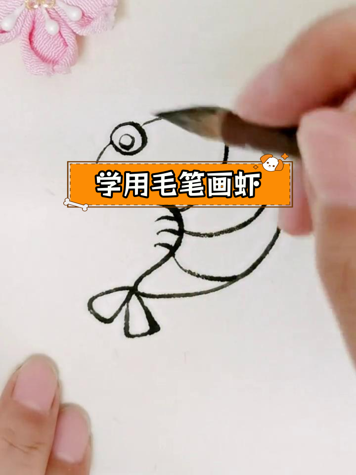 毛笔简笔画教程:画虾的步骤